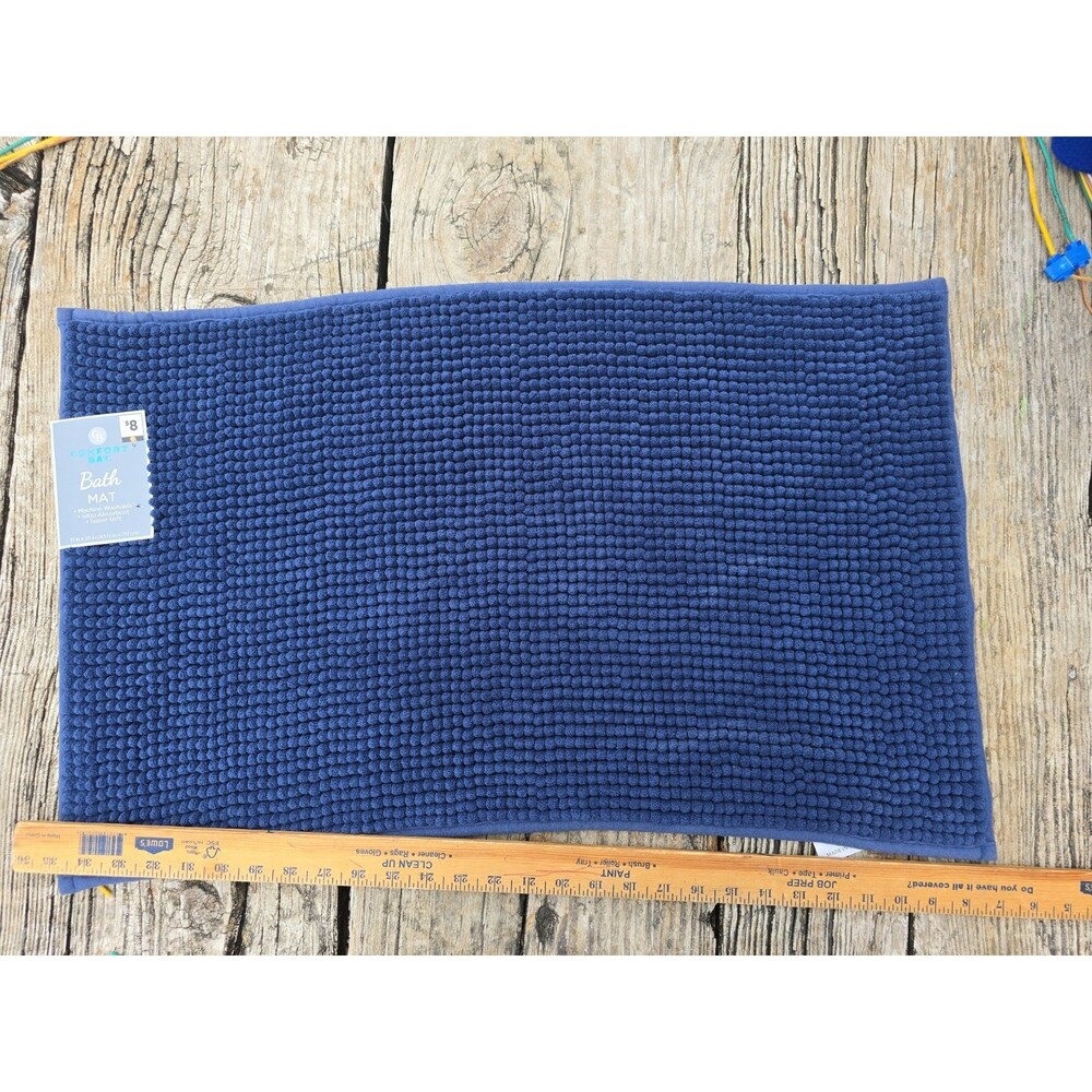 COMFORT BAY Spa Fuzzy Bath Rug Mat Rectangle Blue 17"x28"